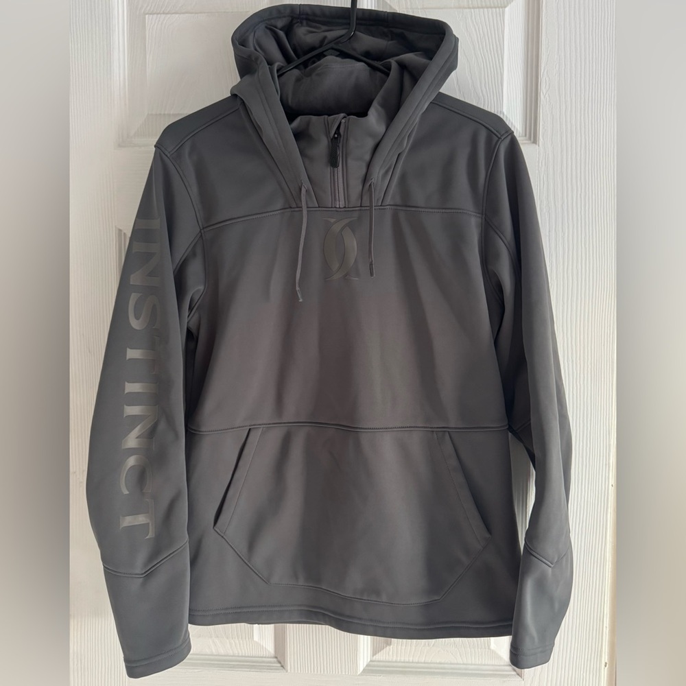 Cabelas Instinct Hoodie 1/4 Zip Flint Gray Mens Size Small